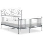 3203bel - achat * lit adulte double en m�tal - cadre de lit gris m�tal avec sommier 160x200 cm poids)011 ...