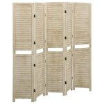 338580 vidaxl cloison de s�paration 5 panneaux 175x165 cm bois de paulownia