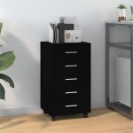 342671 vidaxl armoire � tiroirs avec roulettes noir bois ding�nierie