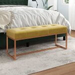 350602 vidaxl banc jaune moutarde 110x36x45 cm velours