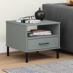 351031 vidaxl table de chevet avec pieds en mtal gris bois pin massif oslo