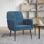 351413 vidaxl fauteuil bleu 62x79x79 cm velours