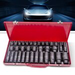 35pcs 1 / 2 drive deep impact mtrique jeu de douilles de cl  chocs 1 / 2 8mm - 32mm impact douilles ...