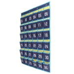 Organisateur suspendu 36 pochettes num�rot�es pour t�l�phones et calculatrices 67x96 cm bleu / jaune