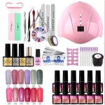 36w uv / led lampe kit 33pcsvernis semi permanent poly extension gel faux ongle cleanser plus base coat ...