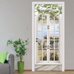 3d sticker porte wovte trompe loeil effect pour d�coration mur salon cuisine chambre salle de bain papier ...