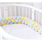 3m tour de lit b�b� coussin serpent coussin tress� pare - chocs velours protection b�b� rose + jaune ...