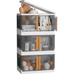 3pcs bo�tes organisateur de rangement plastique 32l pliable empilable pour vetements jouets livres cuisine ...