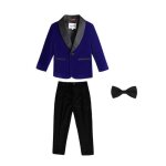 3pcs costume b�b� gar�on bleu royal mariage c�r�monie tenue de smoking formel bicolore - noir