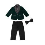 3pcs costume b�b� gar�on vert mariage c�r�monie tenue de smoking formel bicolore - noir