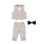 3pcs ensemble costume de soire gentilhomme bb garon pour mariage double boutonnage - beige