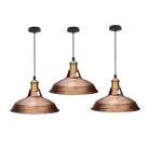 3pcs rtro lustre suspension e27 27cm luminaire style industrielle pour salon couloir cuisine rouille ...