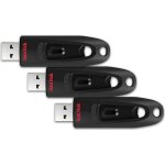 3pcs sandisk 64 go ultra cl� usb 3. 0 jusqu� 130 mo / s noir - (paquet de trois )