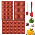 3pcs semi - sphérique moules en silicone wovte demi - rond moules À chocolat avec spatule pinceau à pâtisserie ... 3pcs semi - sphérique moules en silicone wovte demi - rond moules À chocolat avec spatule pinceau à pâtisserie ...