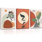 3pcs tableau 30x40cm boho chic tableau decoration murale salon feuilles abstraites - sans cadre - nordique ...