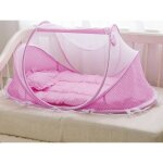 Qualit - 3pcs tente moustiquaire bb pliant matelas et oreiller lit berceau portable bb rose