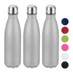 3x gourdes inox bouteille eau acier inoxydable 05 litre isotherme froid chaud argent