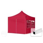 3x3 m tonnelle barnum tente pliante acier pes 700 4 c�t�s avec fen�tres rouge