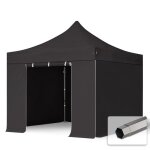 3x3 m tonnelle barnum tente pliante acier pvc 800 anti - feu c�t�s sans fen�tre noir