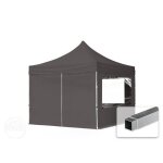 3x3 m tonnelle barnum tente pliante alu pes 700 4 c�t�s panoramiques gris fonc�