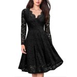 S - 3xl 2022 nouvelle robe de soire en dentelle lgante femmes mi - longue lh1117ehdrss05ye noir