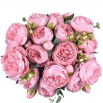 Bouquets de fleurs artificielles en soie pivoine - bigilantuh - 4pcs - rose - 29cm - d�coration de f�te ...