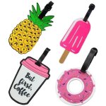 tiquettes  bagages - nouvelle collection - silicone recyclable - lot de 4 - 10 cm x 7 cm