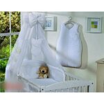 4 pcs ensemble ciel en voile tour de lit bb 120x60 blanc  coeurs housses de couette 90x120 et doreiller ...