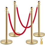 Poteaux de guidage en acier inox avec cordes velours rouges - vevor