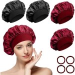 4 pices bonnet satin cheveux nuit et 4 elastiques  cheveux bonnet de sommeil chapeau nuit en satin ...