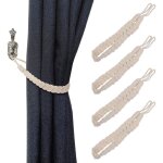 4 pi�ces embrasses � rideaux corde de tress� couleur unie coton sangle de rideau d�coration pour salon ...