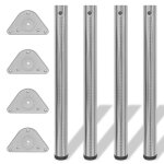 4 pieds de table réglables en hauteur 710 mm nickel brossé 4 pieds de table réglables en hauteur 710 mm nickel brossé