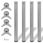 4 pieds de table réglables en hauteur 710 mm nickel brossé 4 pieds de table réglables en hauteur 710 mm nickel brossé