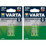 4 piles rechargeables aaa hr03 (t398) - 800 mah 12v nimh varta pour t�l�phone fixe