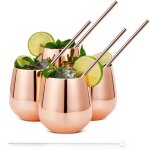 4 verres à vin sans pied - oak & steel - or rose en acier inoxydable - 350ml - inclus 4 pailles et 2 ... 4 verres à vin sans pied - oak & steel - or rose en acier inoxydable - 350ml - inclus 4 pailles et 2 ...
