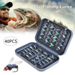 Kit de pche  la mouche - roleader - 40 leurres - acier  haute teneur en carbone - bote de rangement ...