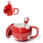 400ml tasse rouge en cramique avec cuillre et couvercle tasse  caf chocolat chaud lait de poule pour ...
