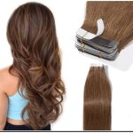 40pcs extensions de cheveux adhesive bande adh�sive ruban adh�sif tape in 51cm ch�tain clair