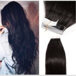 40pcs extensions de cheveux adhesive bande adh�sive ruban adh�sif tape in 51cm noir