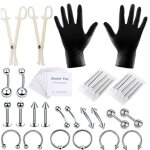 42pcs - set en acier inoxydable kit de piercing tatouage aiguilles ofilbrow ongles et lvres couleur