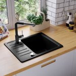 474hommie vier granit design vintage vier de cuisine noir 1 bac 575 x 460 x 280 mm en granit bac unique ...