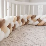 4m icegrey tour de lit 3 tissage b�b� coussin serpent tress� pare - choc velours protection lit bumper ...