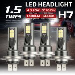4pcs ampoule phare h7 led - kit led pour phare de voiture - 40w 1400lm 6000k blanc