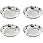4pcs assiettes en inox plats ronds assiettes plates assiettes � dessert