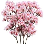 4pcs branches de pcher / cerisier en fleurs artificielles soie fleurs faux fleur de cerisier branches ...
