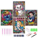 4pcs diamond painting 5d peinture diamant de animaux et princesses broderie diamant kit complet outils ...