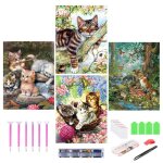 4pcs diamond painting 5d peinture diamant chat pour dcoration broderie diamant diy complet - outils ...