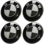 4pcs logo bmw 68mm centre de roue cache moyeu jante fibre de carbone noir gris insigne