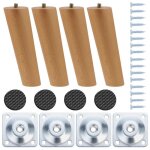4pcs pieds de meuble en bois 15cm pieds de canap� avec plaque de montage vis et tapis antid�rapants pieds ...