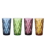 4pcs rtro soulagement tasse deau tasse de verre color tasse europenne paissie mnage grande tasse ...